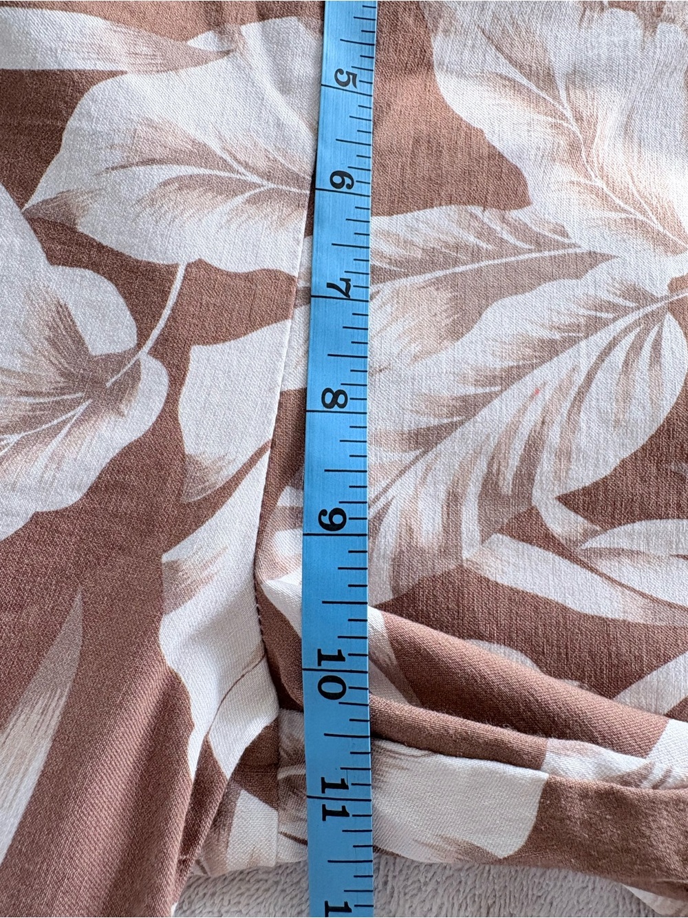 New Joseph Ribkoff Palm Trendy Pull On Capri Brown / White Tropical Pants Sz 12 - Picture 9 of 11